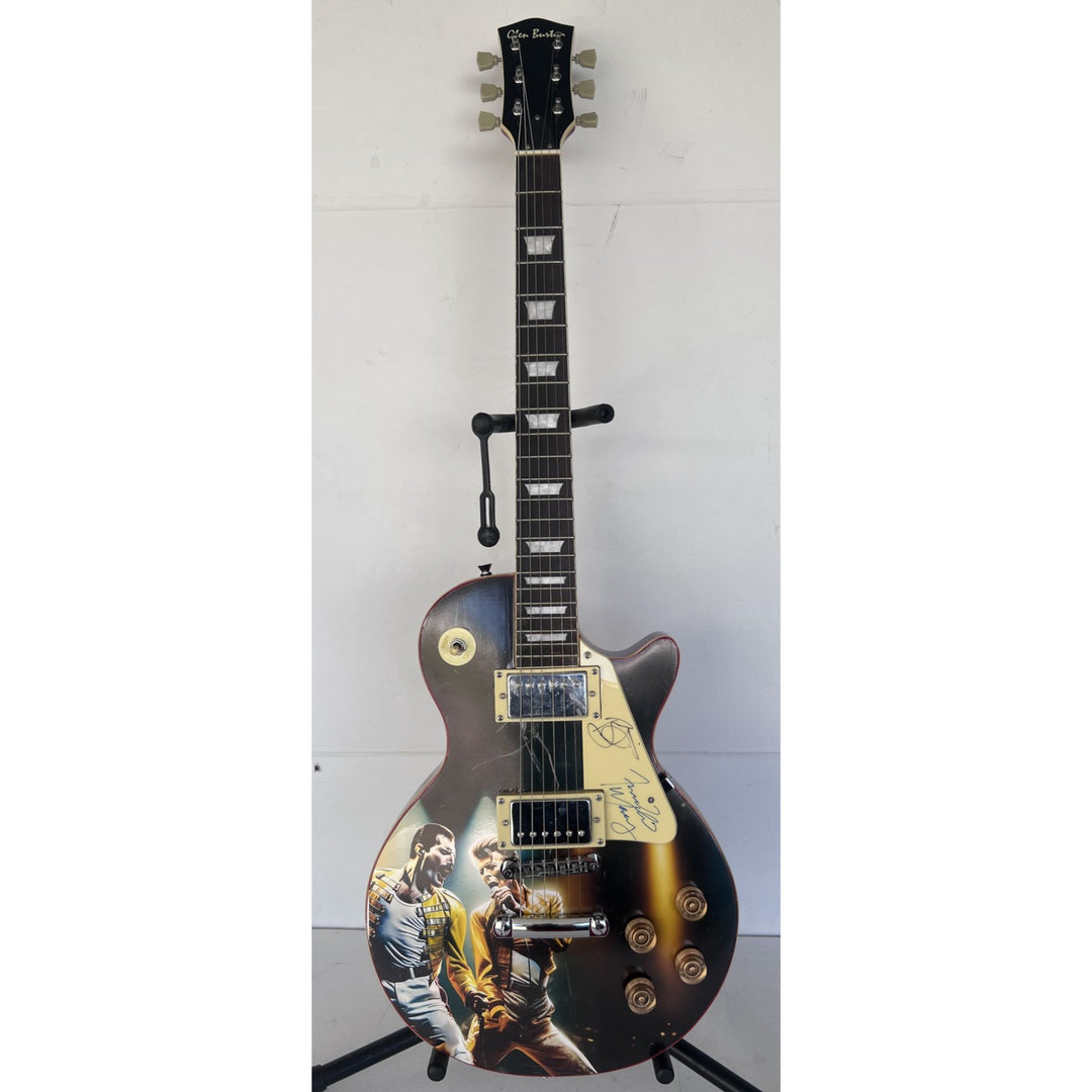 Freddie Mercury and David Bowie one of a kind les paul (full size) electric guitar signed with proof.
