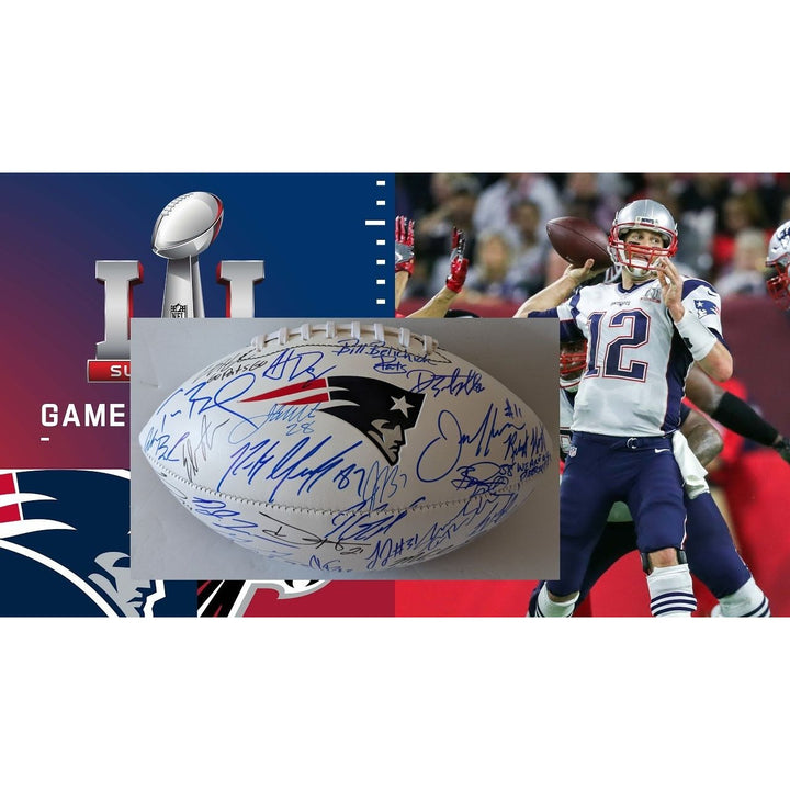 Tom Brady Super Bowl LI football New England Patriots 2016-17 team signed with proof
