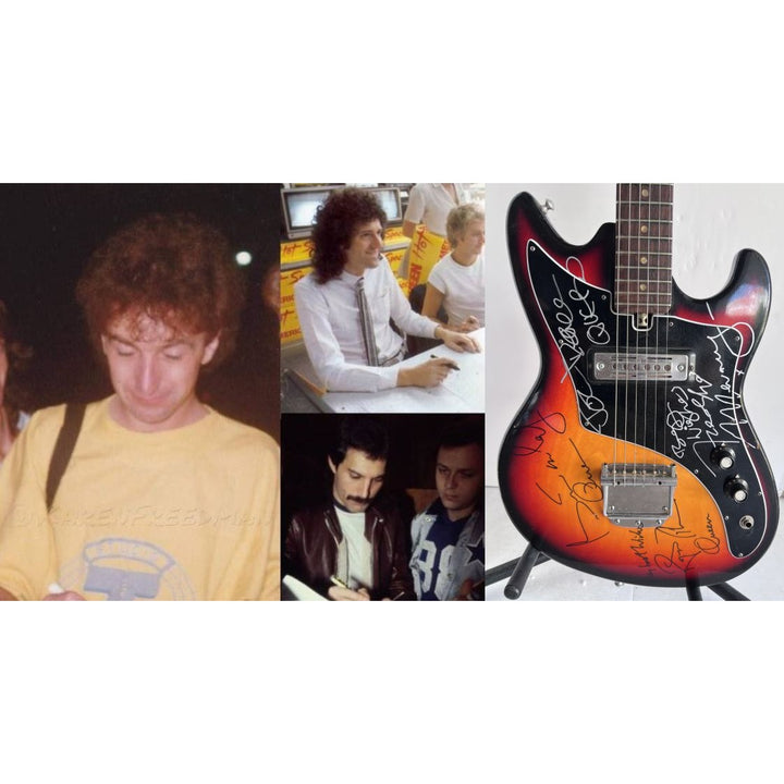 Queen Freddie Mercury, Brian May, Roger Taylor, John Deacon one-of-a kind full size electric guitar signed with proof