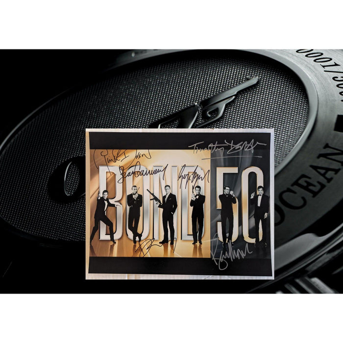 James Bond 007, Sean Connery, Roger Moore, Daniel Craig, Pierce Brosnan, Timothy Dalton, George Lazenby 11x14 photo signed with proof