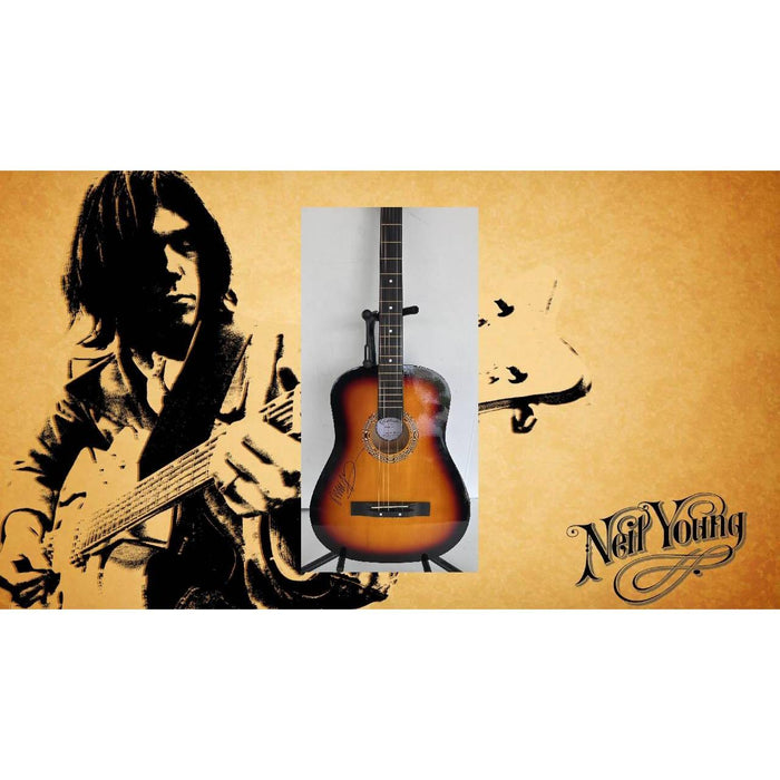 Neil Young CSNY full size acoustic guitar signed with proof