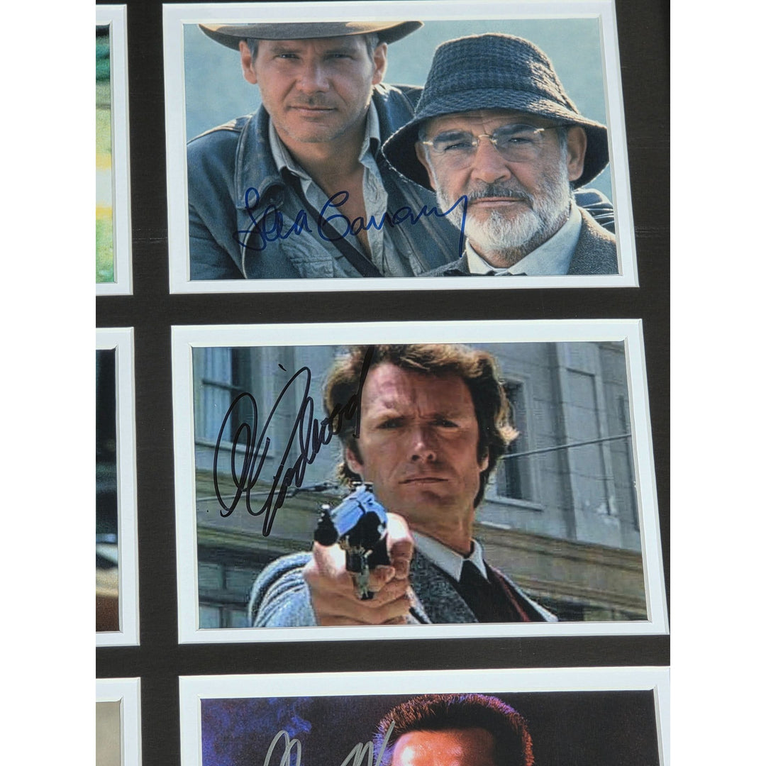 Arnold Schwarzenegger, Sylvester Stallone , Clint Eastwood, Bruce Willis , Clint Eastwood action heroes framed with proof.