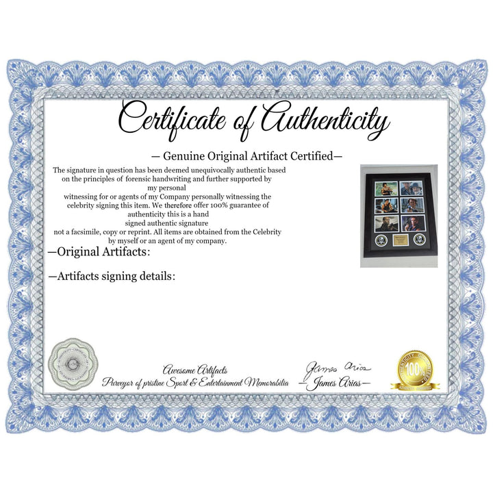 Arnold Schwarzenegger, Sylvester Stallone , Clint Eastwood, Bruce Willis , Clint Eastwood action heroes framed with proof.