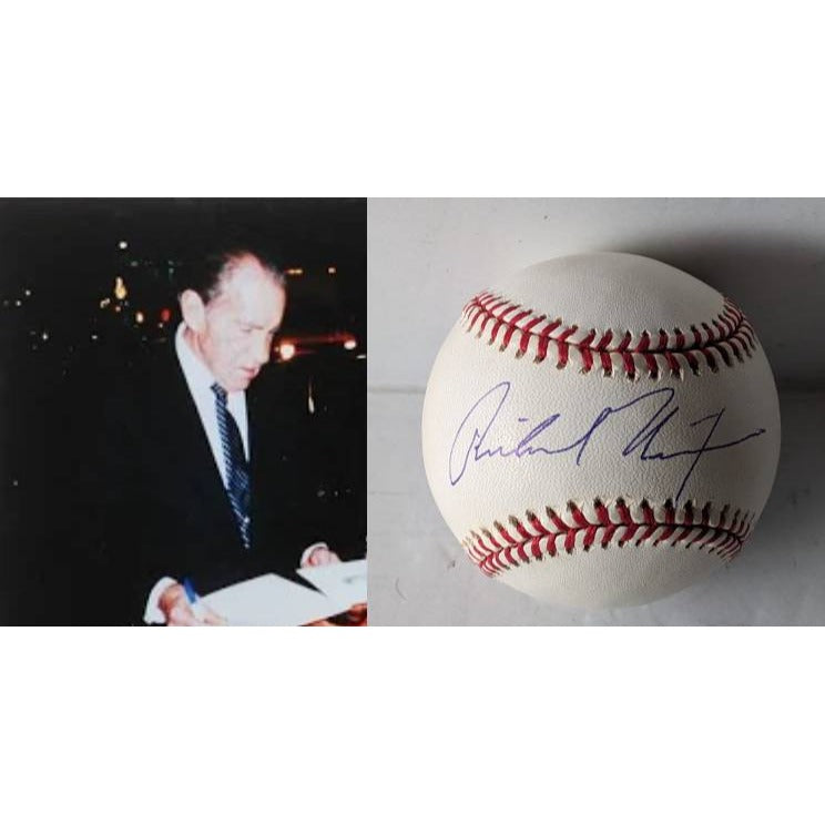 Richard Milhous Nixon (38) US President Rawlings official MLB baseball signed with proof and free display case.