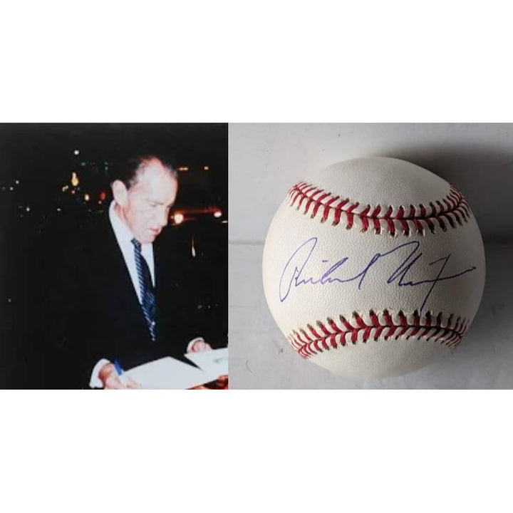 Richard Milhous Nixon (38) US President Rawlings official MLB baseball signed with proof and free display case.
