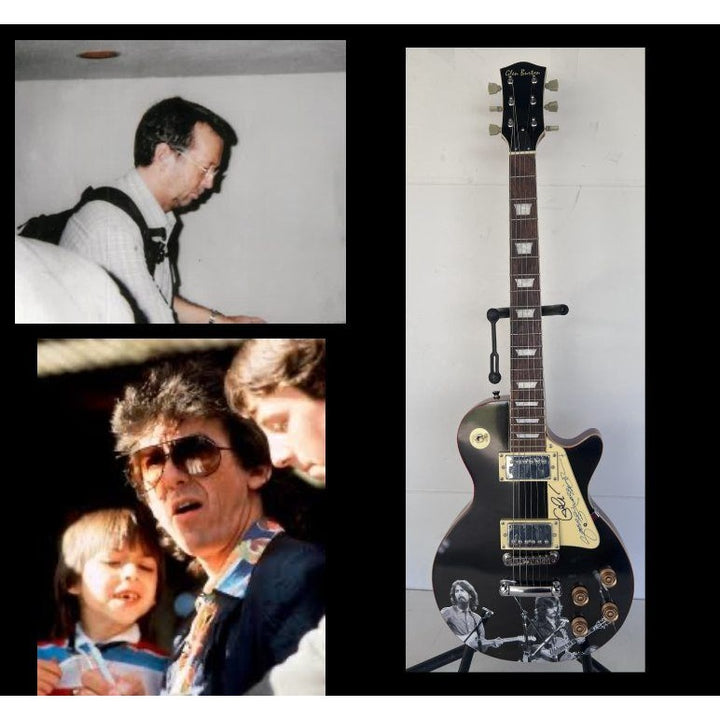 George Harrison and Eric Clapton  one of a kind les paul (full size) electric guitar signed with proof.