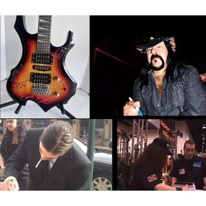 Pantera Phil Anselmo, Diamond Darrell, Rex Brown, and Vinnie Paul electric guitar signed with proof