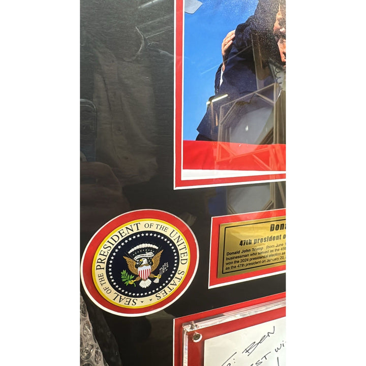 Donald Trump 47th president of the United States of America note card signed with Museum quality frame 22x27 and signing proof Awesome Artifacts