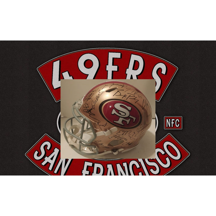 San Francisco 49ers Riddell 2022-23 NFC Champs speed authentic helmet team signed with proof Awesome Artifacts
