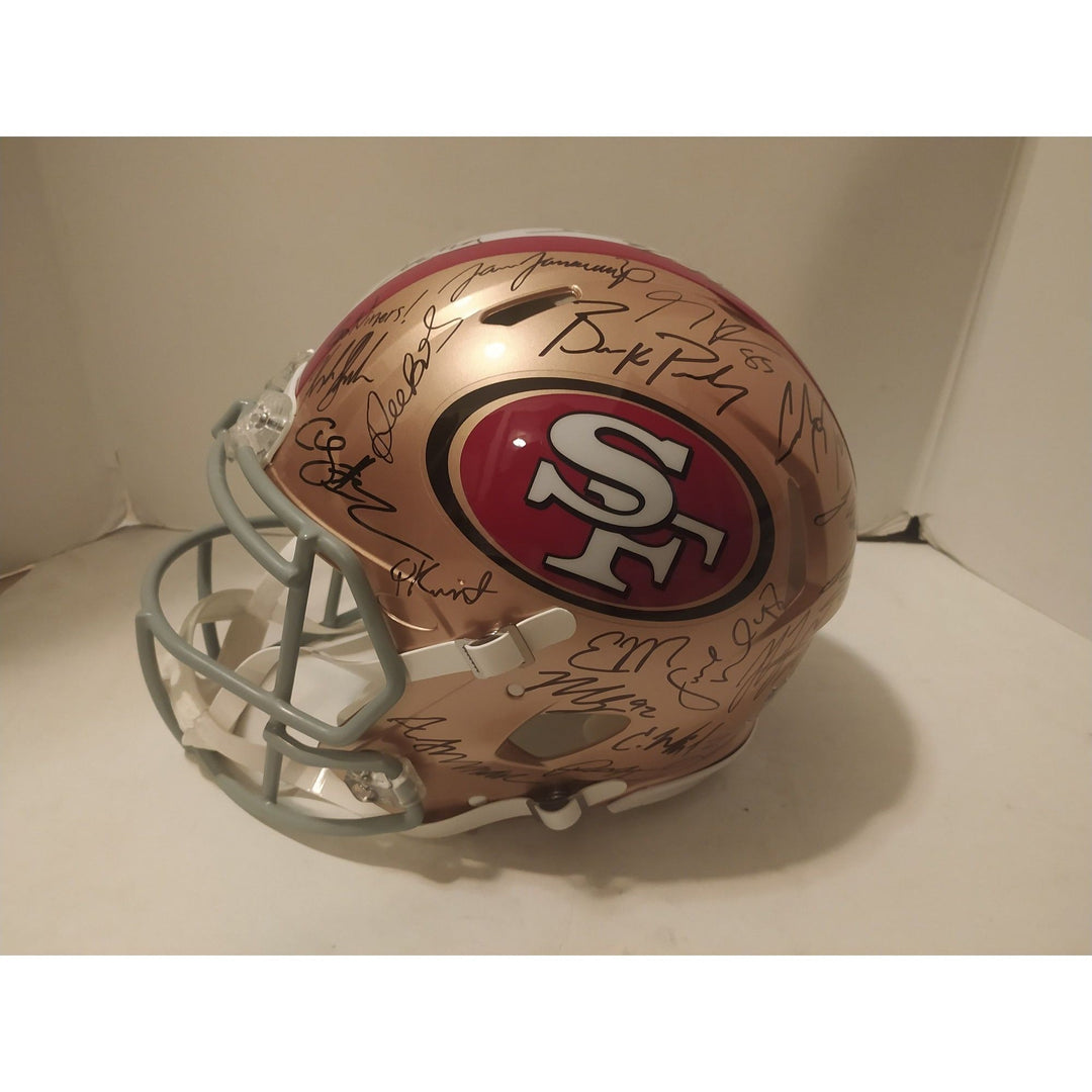 San Francisco 49ers Riddell 2022-23 NFC Champs speed authentic helmet team signed with proof Awesome Artifacts
