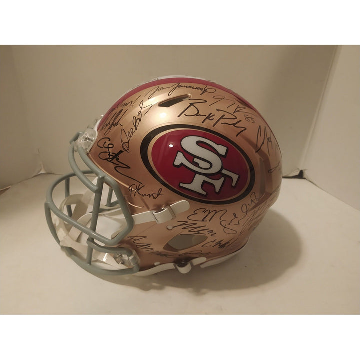 San Francisco 49ers Riddell 2022-23 NFC Champs speed authentic helmet team signed with proof Awesome Artifacts