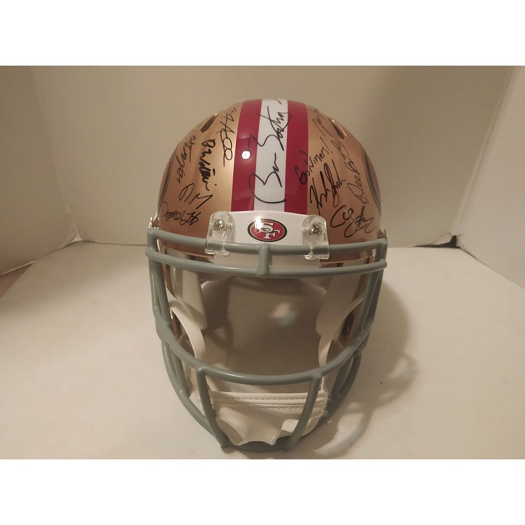 San Francisco 49ers Riddell 2022-23 NFC Champs speed authentic helmet team signed with proof Awesome Artifacts