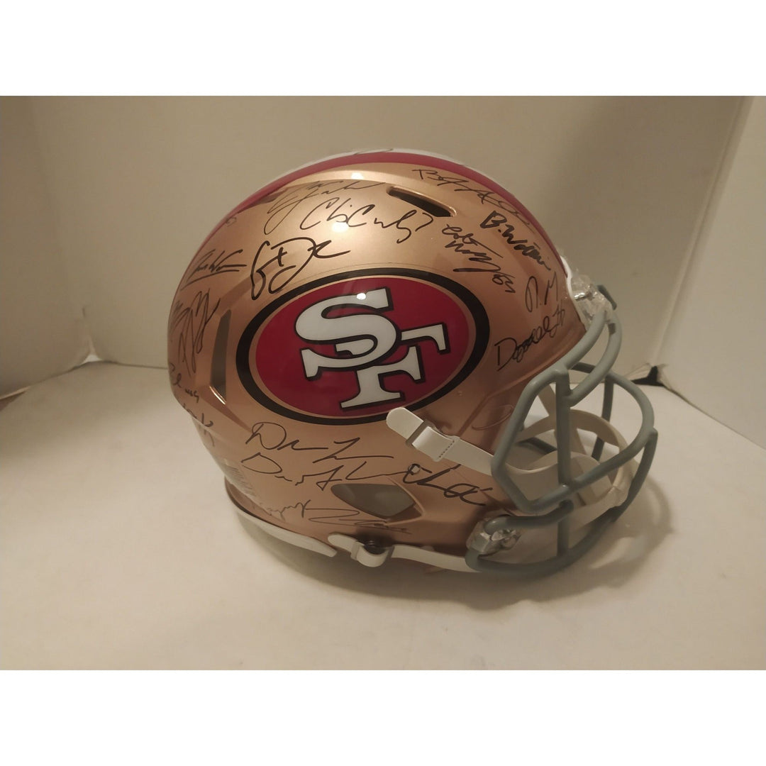 San Francisco 49ers Riddell 2022-23 NFC Champs speed authentic helmet team signed with proof Awesome Artifacts