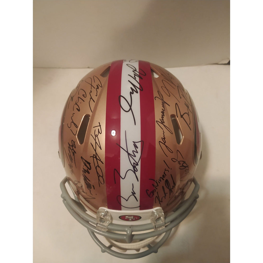 San Francisco 49ers Riddell 2022-23 NFC Champs speed authentic helmet team signed with proof Awesome Artifacts