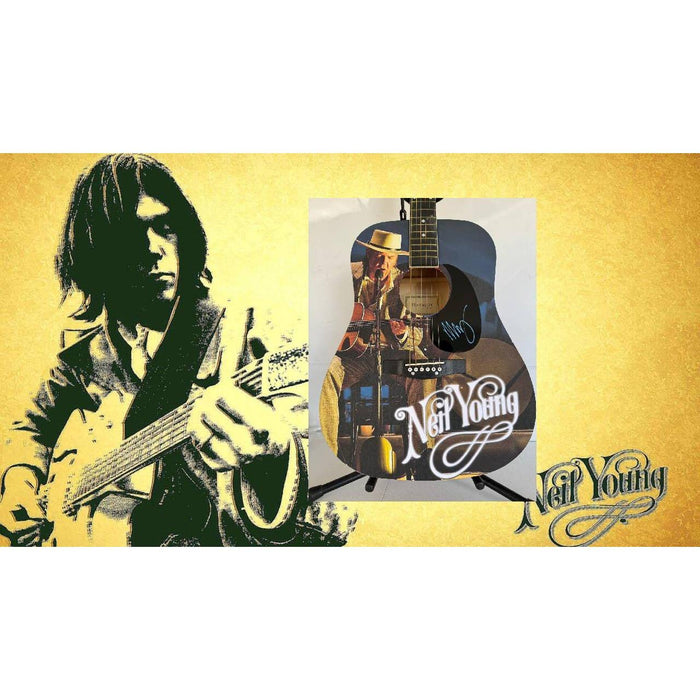Neil Young  full size one of a kind acoustic guitar signed with proof