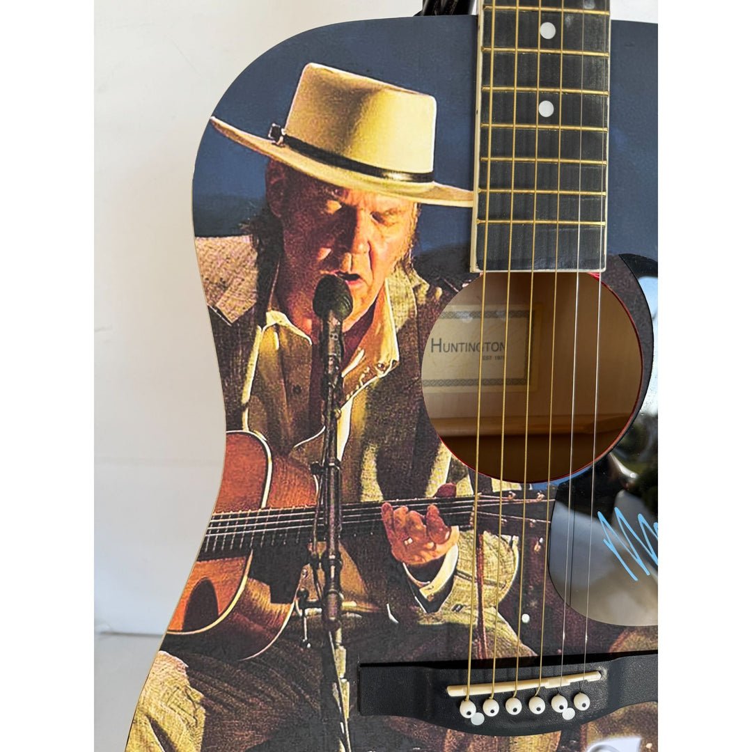 Neil Young  full size one of a kind acoustic guitar signed with proof.