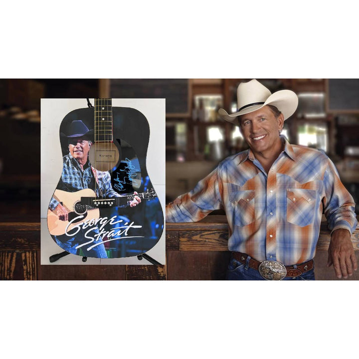 George Strait  full size acoustic guitar (one of a kind ) signed with proof.