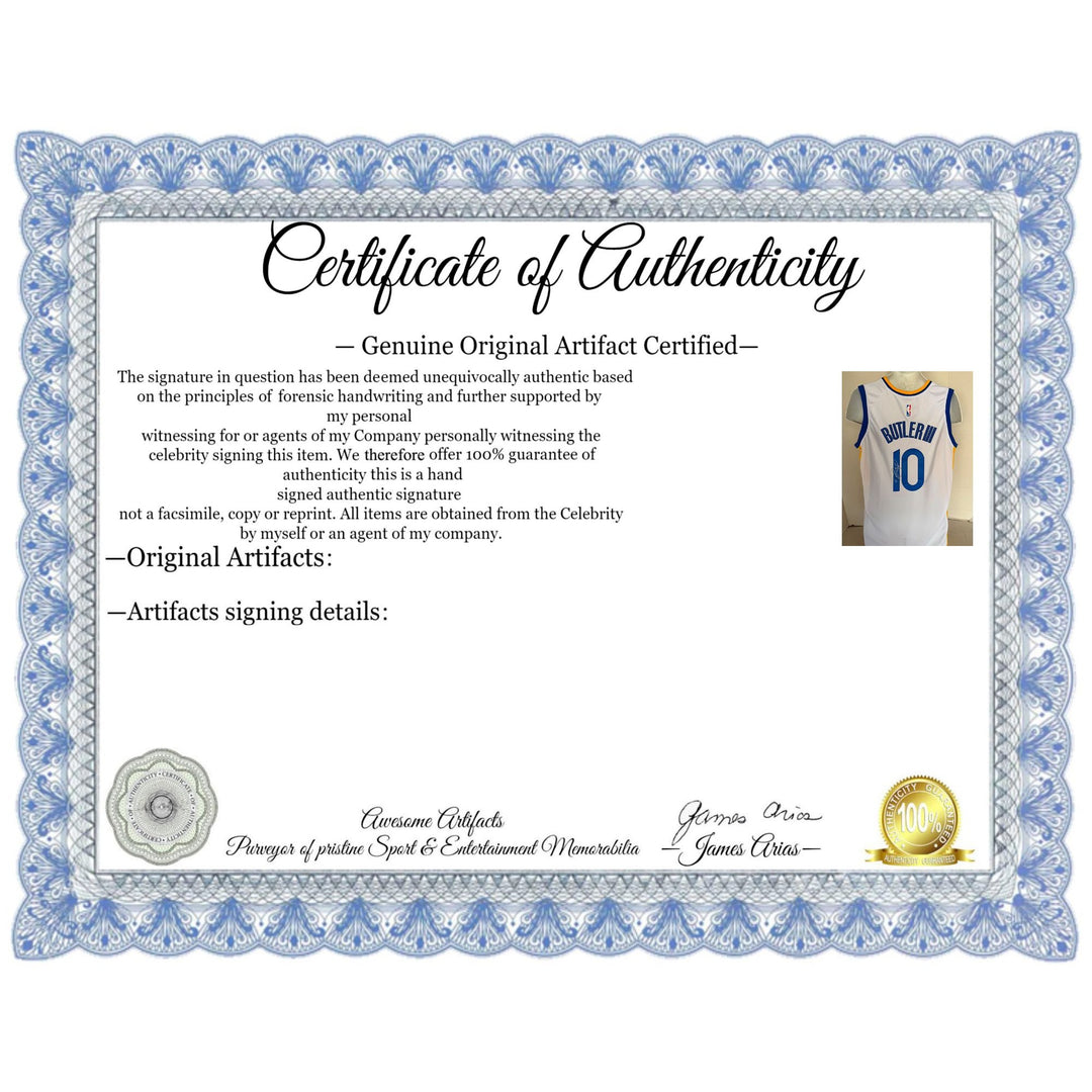 Jimmy Butler Golden State Warriors game model jersey size signed with proof.