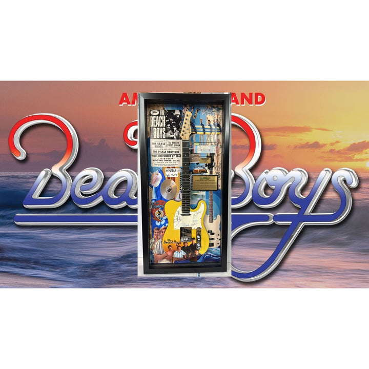The Beach Boys Brian Carl Dennis Wilson Mike Love and Al Jardine one of a kind full size electric guitar signed with proof