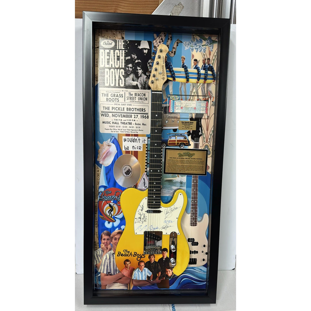 The Beach Boys Brian Carl Dennis Wilson Mike Love and Al Jardine one of a kind full size electric guitar signed with proof