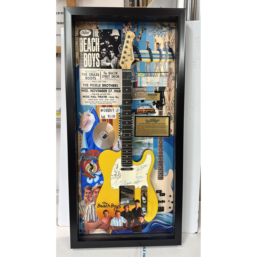 The Beach Boys Brian Carl Dennis Wilson Mike Love and Al Jardine one of a kind full size electric guitar signed with proof