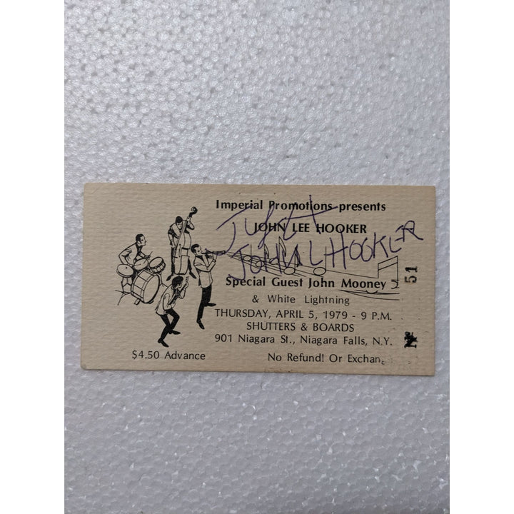 John Lee Hooker original concert ticket signed