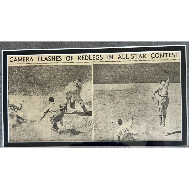 Lou Gehrig, Joe Cronin, Bill Dickey, Joe Dimaggio,  Charles Gehringer, & Jimmie Foxx signed 8x10 photo with season pass signed