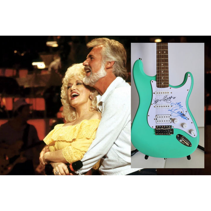 Kenny Rogers and Dolly Parton Fender Stratocaster electric guitar signed with proof