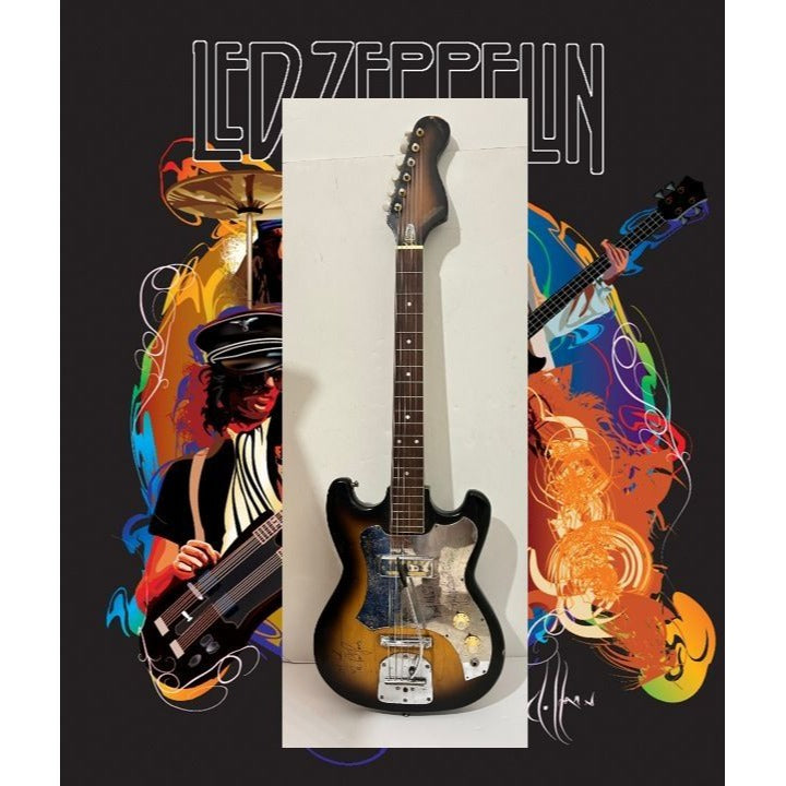 Led Zeppelin Jimmy Page, John Bonham, Robert Plant, John Paul Jones vintage electric guitar signed with proof