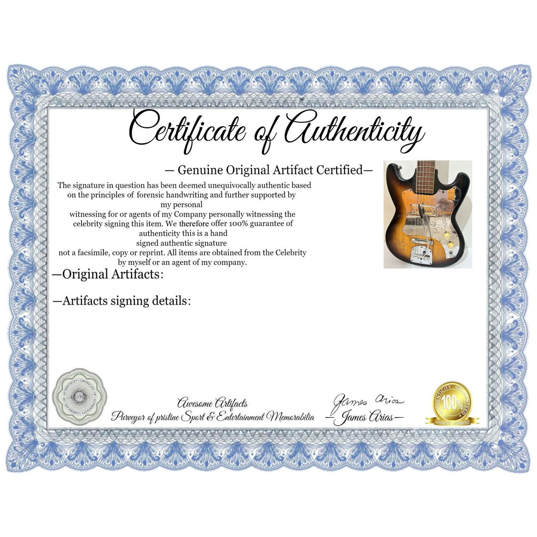 Led Zeppelin Jimmy Page, John Bonham, Robert Plant, John Paul Jones vintage electric guitar signed with proof