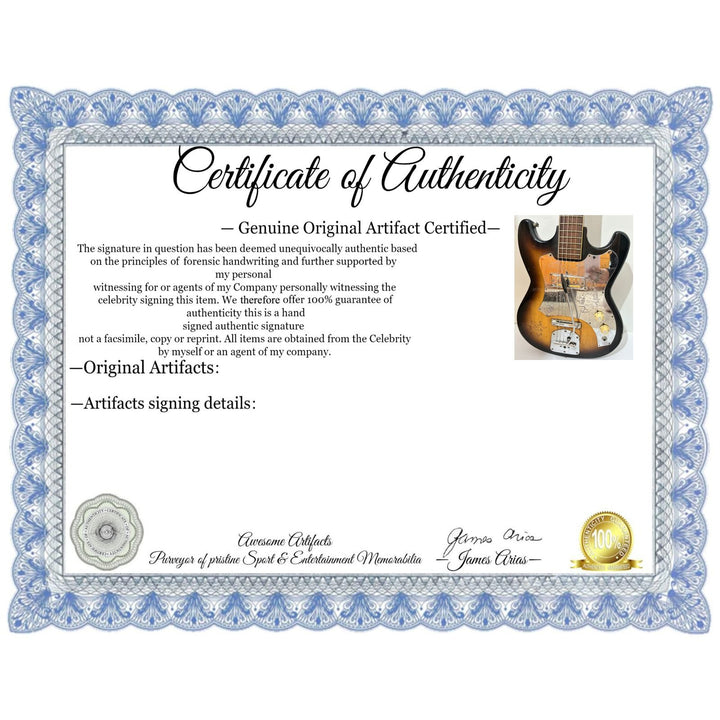 Led Zeppelin Jimmy Page, John Bonham, Robert Plant, John Paul Jones vintage electric guitar signed with proof