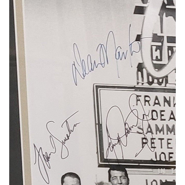 Frank Sinatra, Dean Martin, Sammy Davis Jr., Peter Lawford, Joey Bishop signed and framed