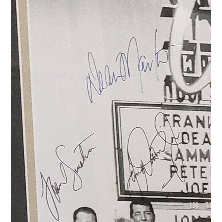 Frank Sinatra, Dean Martin, Sammy Davis Jr., Peter Lawford, Joey Bishop signed and framed