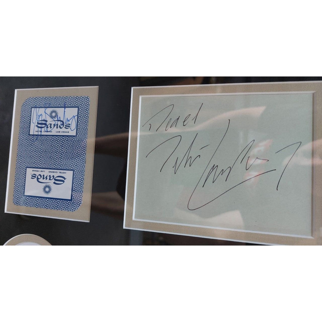 Frank Sinatra, Dean Martin, Sammy Davis Jr., Peter Lawford, Joey Bishop signed and framed