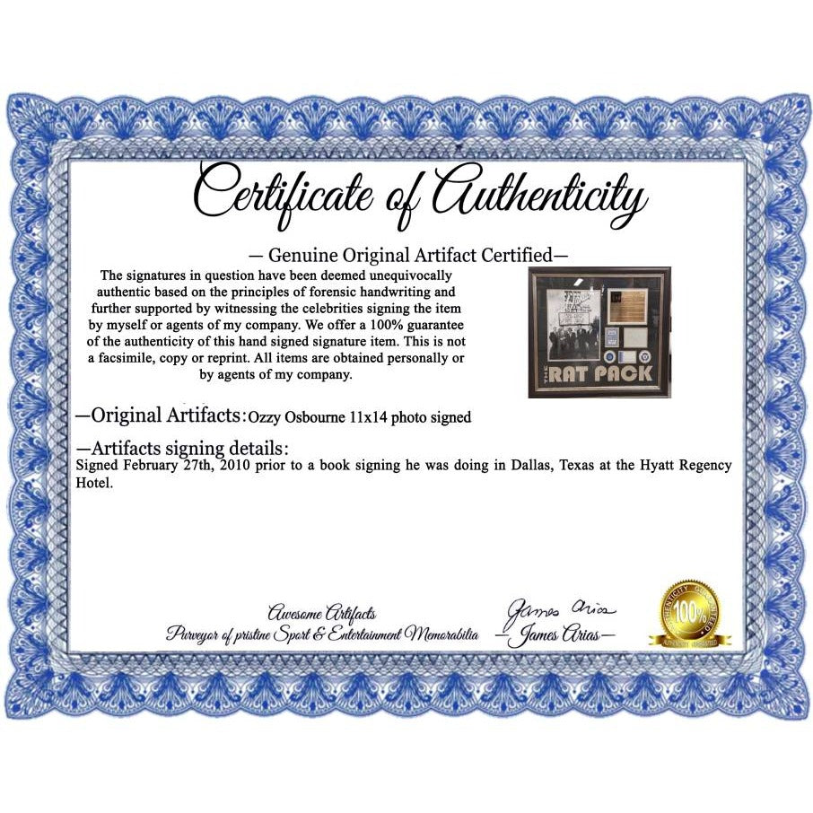 Frank Sinatra, Dean Martin, Sammy Davis Jr., Peter Lawford, Joey Bishop signed and framed