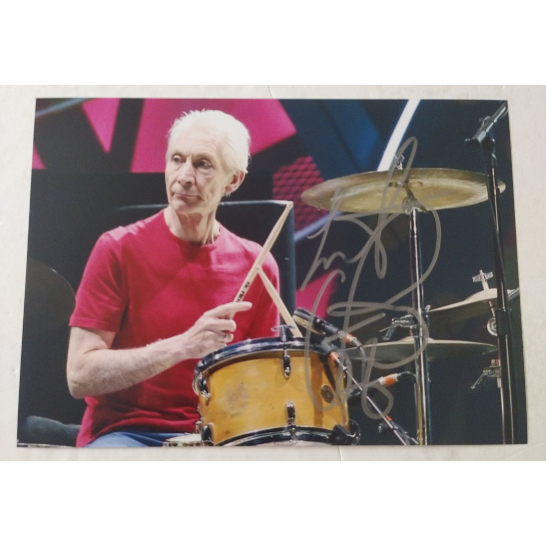  The Rolling Stones, Charlie Watts, 5x7 photo, signed with proof