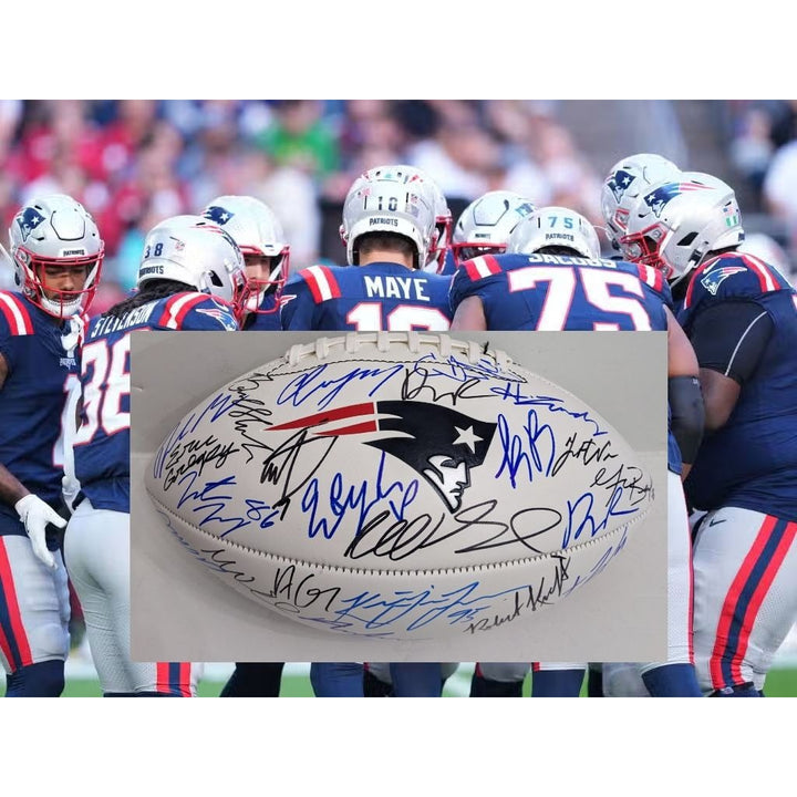 New England Patriots 2025 Drake Maye (40) signed full size Patriots logo football signed with proof $1300