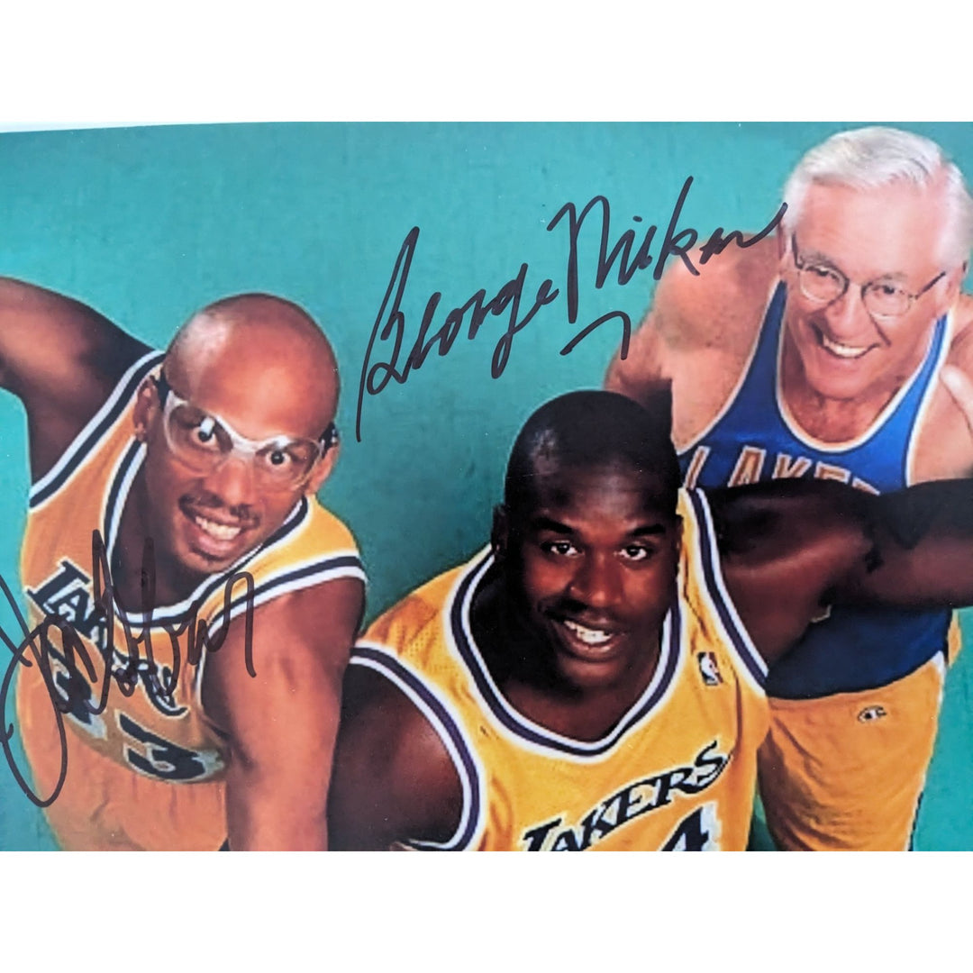 Los Angeles Lakers George Mikan (Minnesota) Kareem Abdul Jabbar,.Shaquille O'Neal 11x14 photo signed with proof