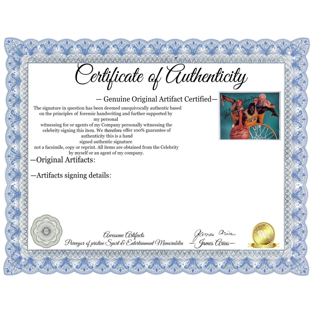 Los Angeles Lakers George Mikan (Minnesota) Kareem Abdul Jabbar,.Shaquille O'Neal 11x14 photo signed with proof