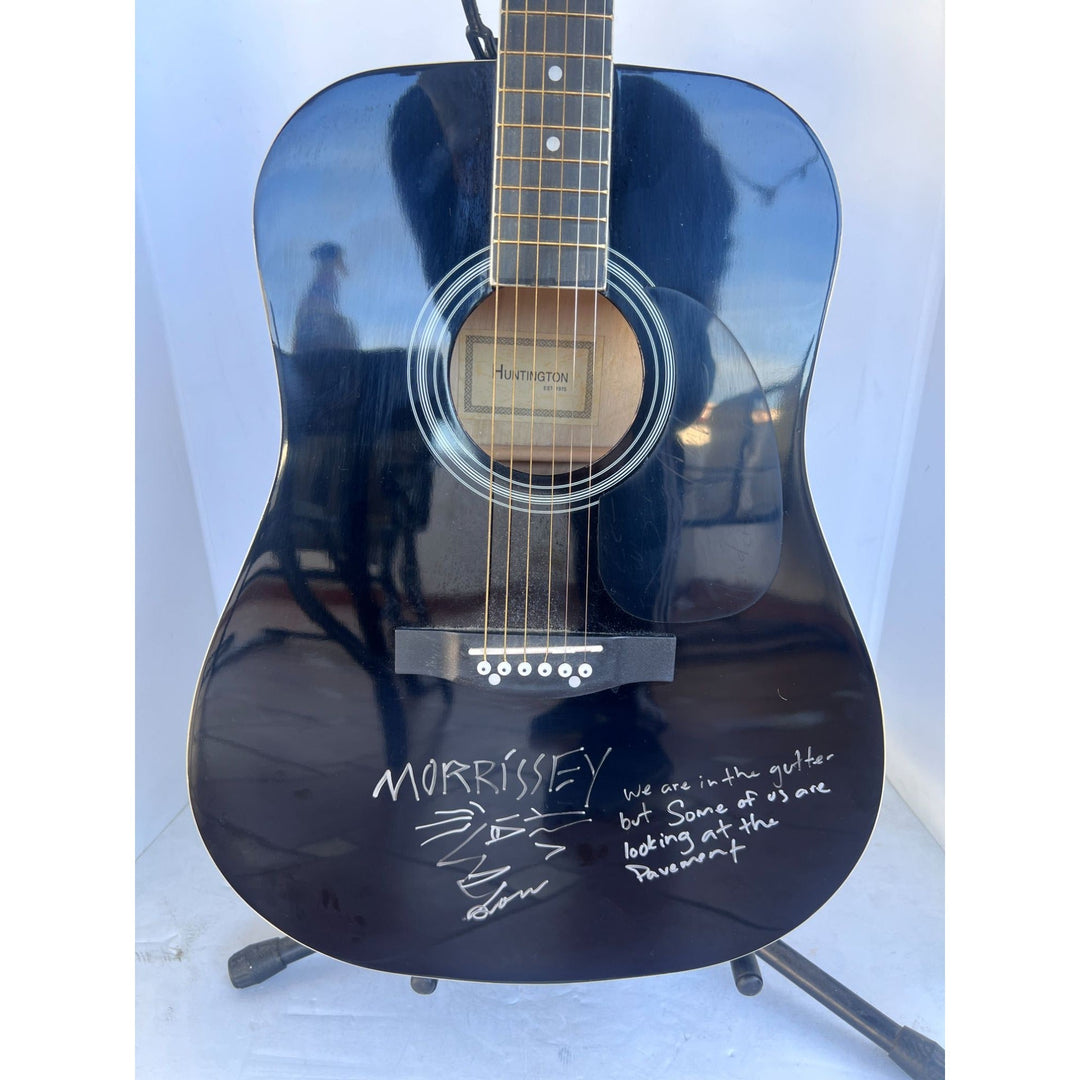 Patrick Morrisey lead singer the Smiths full size acoustic guitar signed with inscription & sketch with signing proof Awesome Artifacts