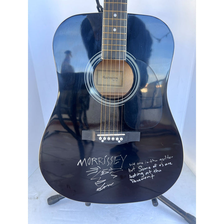 Patrick Morrisey lead singer the Smiths full size acoustic guitar signed with inscription & sketch with signing proof Awesome Artifacts