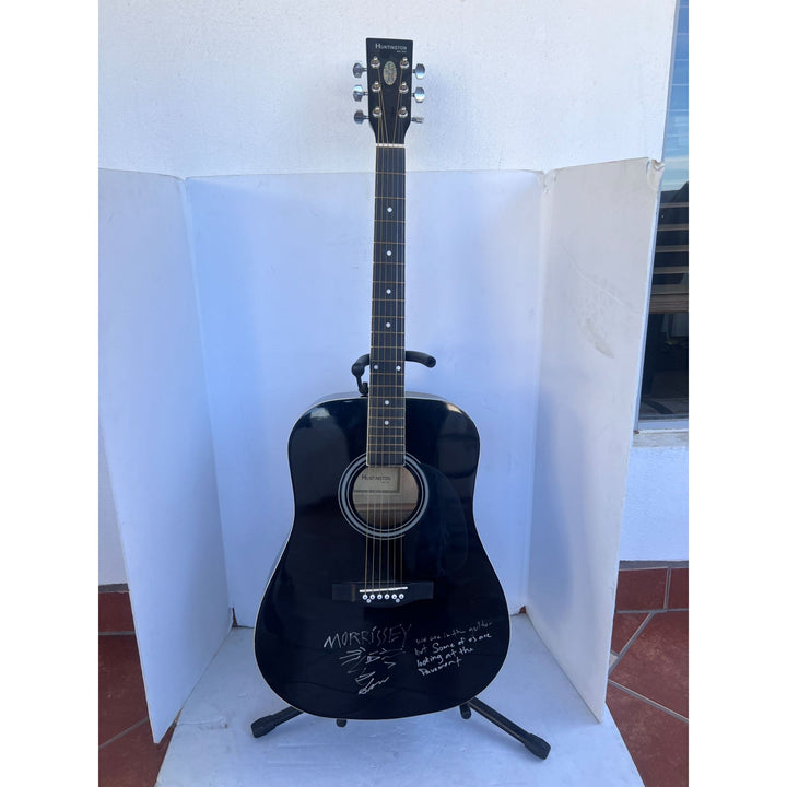 Patrick Morrisey lead singer the Smiths full size acoustic guitar signed with inscription & sketch with signing proof Awesome Artifacts