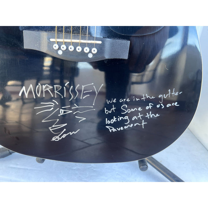 Patrick Morrisey lead singer the Smiths full size acoustic guitar signed with inscription & sketch with signing proof Awesome Artifacts