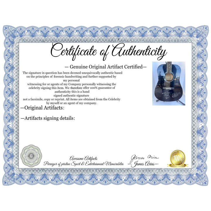 Patrick Morrisey lead singer the Smiths full size acoustic guitar signed with inscription & sketch with signing proof Awesome Artifacts