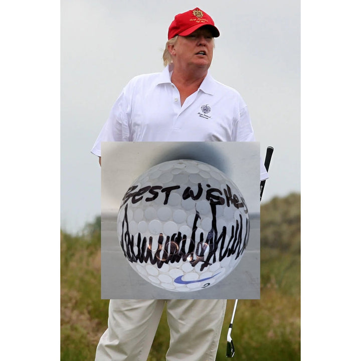Donald John Trump US President (45 & 47) vintage golf ball signed with proof and free display case