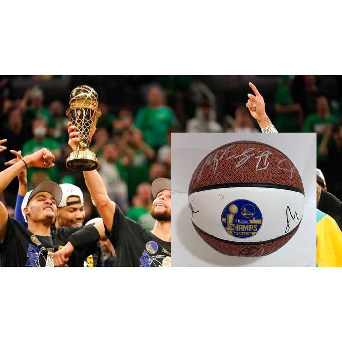 Golden State Warriors Draymond Green Steph Curry Klay Thompson 2021/22 NBA champions team signed basketball with proof