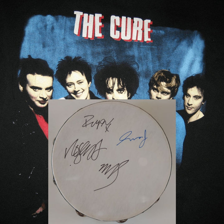 Robert Smith and the Cure 14 in tambourine signed with proof