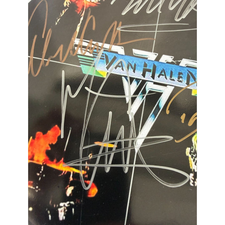 Van Halen David Lee Roth Eddie & Alex Van Halen MIchael Anthony drumhead signed with proof.