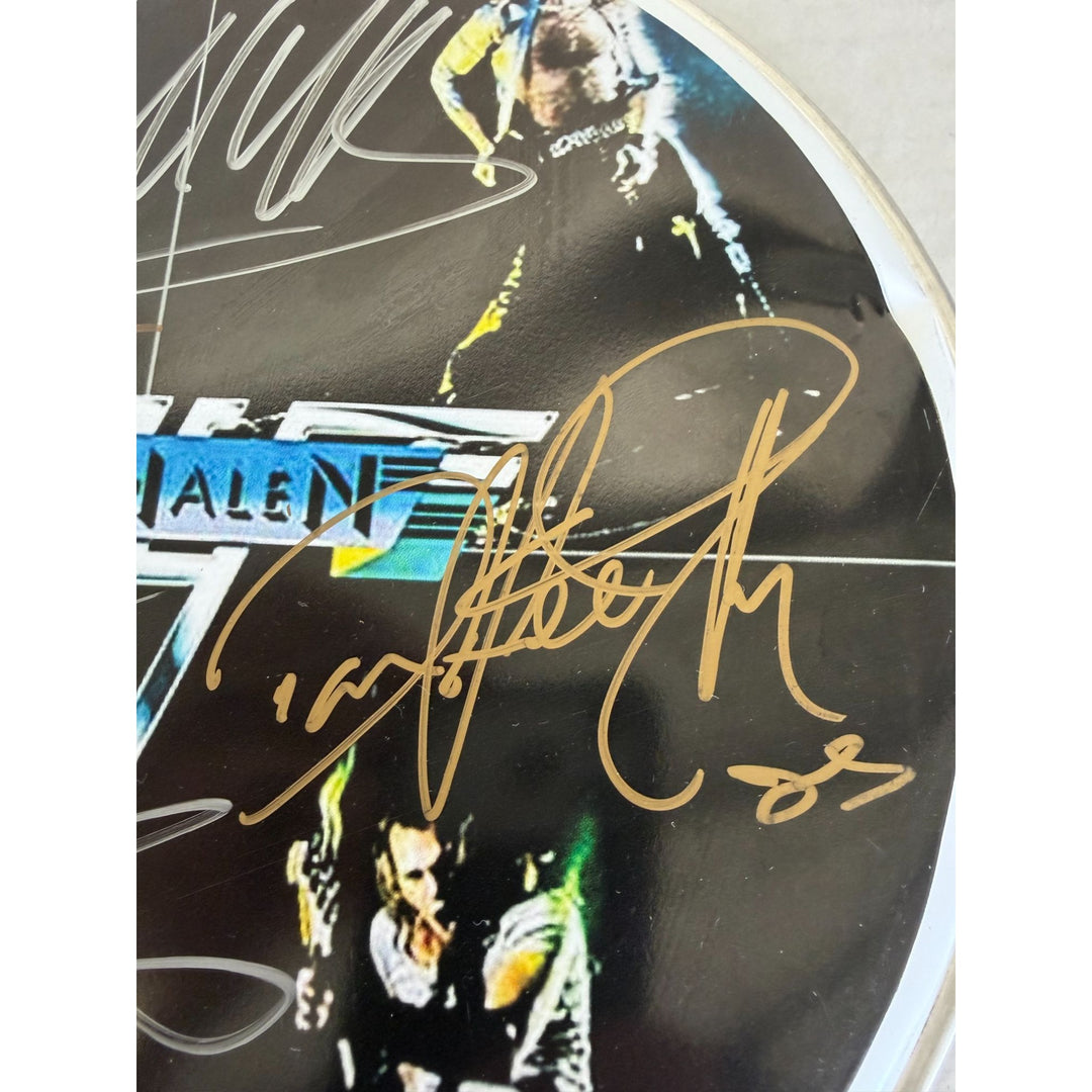 Van Halen David Lee Roth Eddie & Alex Van Halen MIchael Anthony drumhead signed with proof.