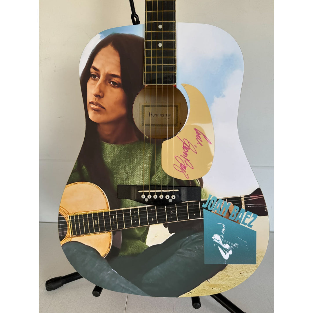 Joan Baez  full size one of a kind acoustic guitar signed with proof.